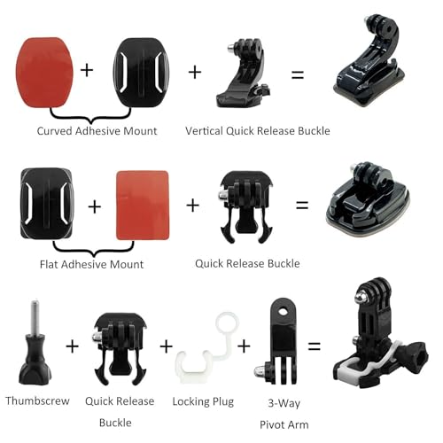 Image of Action Pro Bag of Mounts Compatible with GoPro Hero 13 /12 /11 /10 /9 /8 /7 /6 /5 /4 /3+ /3, Insta360, SJCAM, YI, EKEN 4K & Other Action Cameras