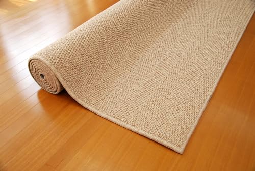 日本製 厚手 4.5畳サイズ 261×261 ウールカーペット 「ヘリンボーン」防音 吸湿性 防炎マーク 防臭 抗菌 ウール 丸巻き ラグカーペット ホットカーペットカバー床暖房対応 (ベージュ, 江戸間4.5畳約261×261)