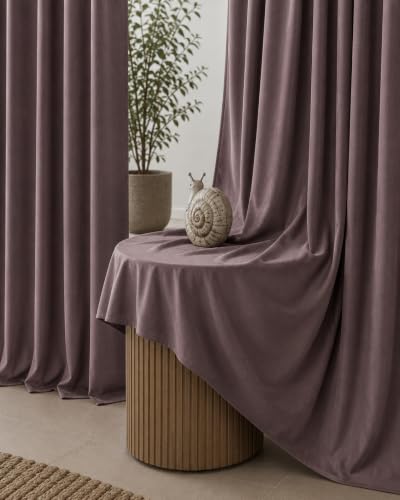 Image of THE LINEN COMPANY Solid Cotton Curtains 4 Feet for Window, Soft Color Window Drapes, 4ft Set of 2, Lavender