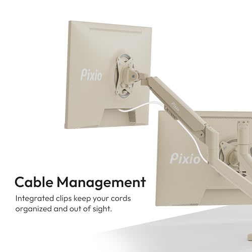 Image of Pixio Two PX278 Wave Beige 27 inch 180Hz Refresh Rate FHD 1440p Resolution Fast IPS Panel 1ms GTG Response Time Gaming Monitor and PS1D Wave Beige Dual Monitor Arm - Fits up to 32 inches and 19.8lbs