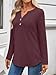 WYNNQUE Womens Long Sleeve Shirts Business Casual Outfits Dressy Tops Blouses Henley V Neck Fall Clothes WineRed L