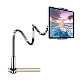【Lo especial】1) La longitud total del soporte para iPad es de 80 cm, es más conveniente para ajustar con suficiente longitud. 2) Agarre de goma protector en forma curvada especial para evitar que el iPad se caiga si lo colocas hacia abajo.