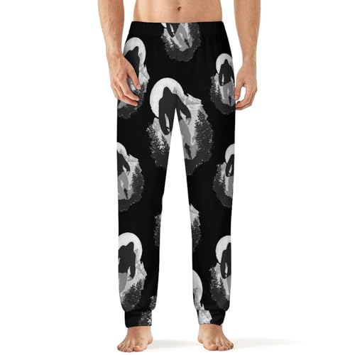 Bigfoot And Woman Running Away Men's Pajama Pants Lounge Pant Sleepwear PJ Bottoms
