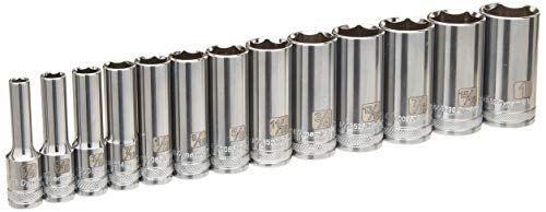 Dynamic Tools D010001 3/8 Drive 6 Point Deep SAE Socket Set (13 Piece), 1/4 to 1
