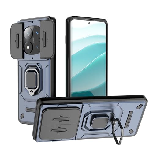 Image of Thermoplastic Polyurethane Camshield Pro Case With Slide Camera Protection And Ring Stand Bumper Back Case Cover For Mi Redmi Note 14 Pro 5G (Blue)