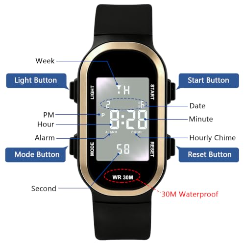Image of Juboos Kids Watch Digital Waterproof Wristwatch for Boys Girls Age 7-16