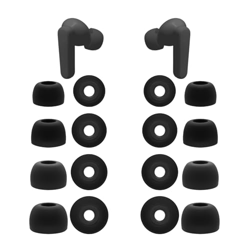 Klowcok Replacement Silicone Ear Tips for Soundcore by Anker P20i/P30i/Life P3i/ Life P2 Mini/A20i Earbuds, 8 Pairs (S/M/L/XL) Black