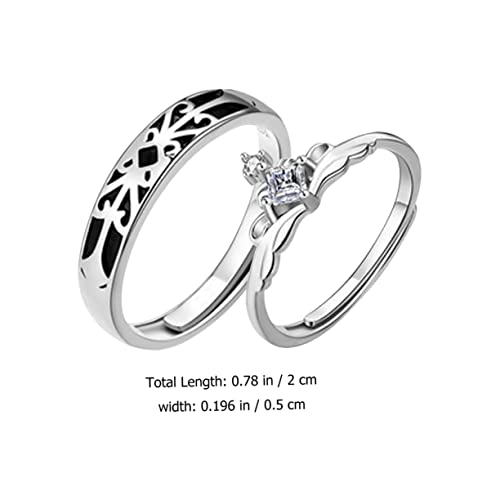 1Pair Couple Rings Adjustable Open Ring for Him and Her Finger Jewelry Stylish Wedding Promise Rings Delicate Occasions4