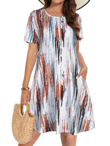 Image of Summer Dresses for Women Casual Tshirt Dress Beach Sundress with Pockets