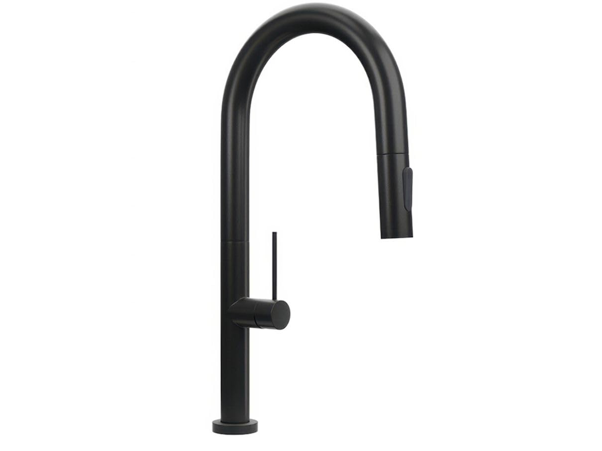 PRIMAGRAN Grifo de cocina 9020 negro con dos tipos de chorro, Grifo de alta presión, Grifo de Fregadero con caño extraíble