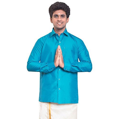 Image of THANGAMAGAN Men's Regular Fit Shirt (TF0050140DSBE Deep Sky Blue 40)
