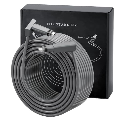 Ybludiy for Starlink Gen 2 Cable 75FT, Compatible with Satellite Rectangular V2 Extension Cable, Gray end Cap, Indoor and Outdoor Waterproof Starlink Accessories (75FT/23M)