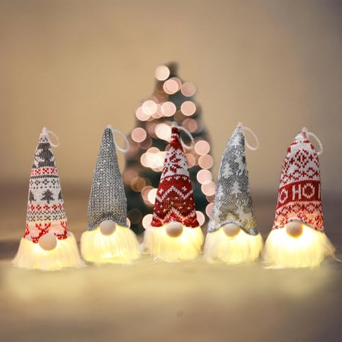 5 Stück Weihnachtswichtel Figuren LED,Weihnachten Deko...