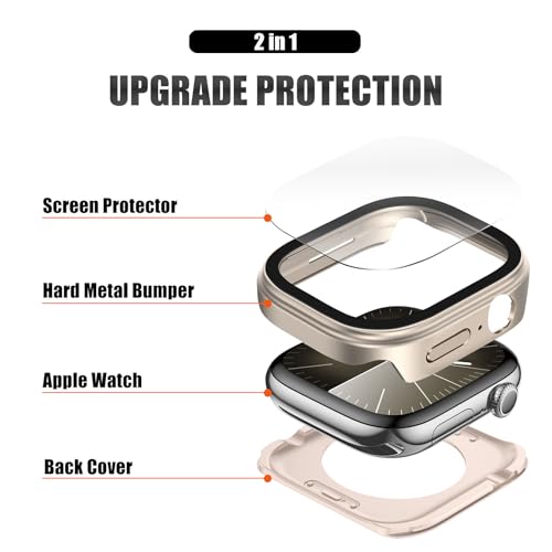 Boîtiers Métal Coque Apple Watch Série 9 8 7 45mm Étui Antichoc - 3