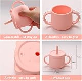 Mom's Aura 2-in-1 Silicone Baby Cups with Straw and Lid for Snacks, 8.5 oz Spill-Proof Sippy Cups, Training Cup for Toddlers Ages (Blue 2 in 1) - Image 2