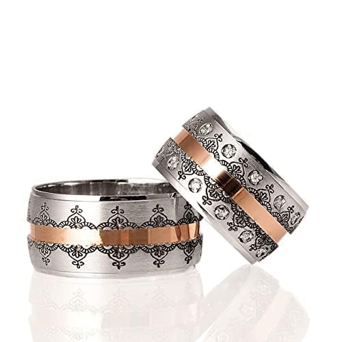 Silber Ehering Sets Silber Paar Ehering Set Personalisierter Mann und Frau 925 Sterling Silber Ehering Set