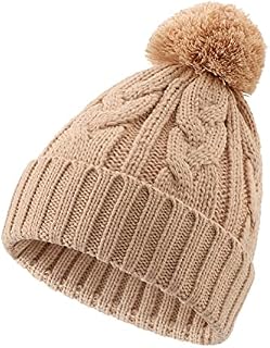 Magracy Toddler Winter Cable Knit Hat Pom Pom Beanie Hat for Kids Boys Girls