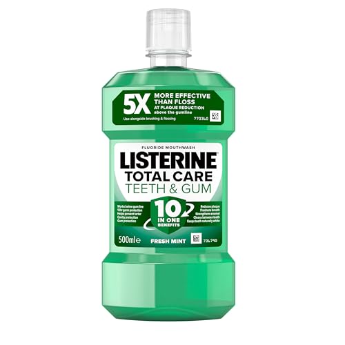 Listerine Total Care Teeth and Gum Mouthwash (1 x 500ml), 10-in-1 Benefits for Total Oral Care, to Maintain a Clean and Healthy Mouth