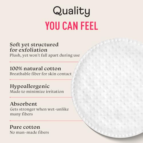 Image of Swisspers Premium Exfoliating Rounds, 2 Distinct Raised Textured Surface, Cotton Facial Pads, 80 Count Re-closable Bag