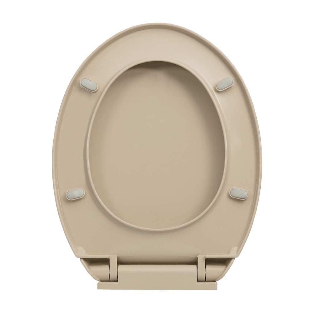 Sedile WC beige ovale con chiusura rallentata e sgancio rapido in polipropilene per WC