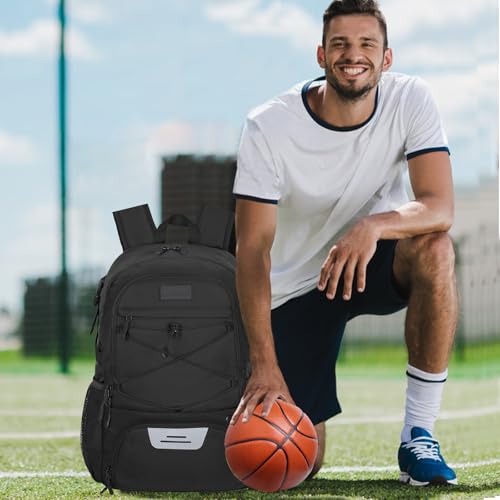 image for LARIPOP Basketball Bag Backpack with Ball Holder Shoes Compartment, El