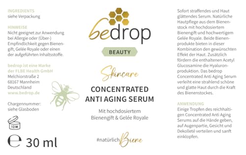 bedrop Skin Care Set - Concentrated Anti Aging Bienengift Serum & Tagescreme Booster Gesichtscreme im Set - Bei Falten für Gesichtspflege