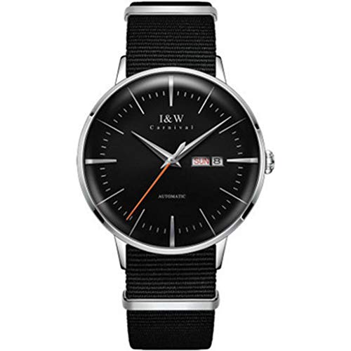 Carnival Montres Homme Unisexe Montre Mécanique 3D Courbe Saphir Miroir, Nylon Ardillon Bracelet, Simple Et Élégant E