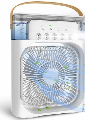 Image of Drumstone (𝟏𝟓 𝐘𝐞𝐚𝐫𝐬 𝐰𝐚𝐫𝐫𝐚𝐧𝐭𝐲) Portable Personal Air Cooler Fan with Humidifier, Purifier, LED Light & 3 Speed Cooling for Small Rooms