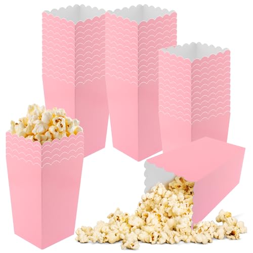 Image of 50 Pcs Pink Popcorn Boxes Mini Paper Popcorn Box Cardboard for Party Disposable Snack Candy Holder for Movie Nights Birthday Wedding (Light pink)