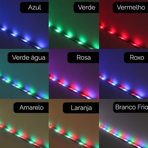 Fita Led 2835 5m Ip65 RGB Silicone + Controladora e Fonte