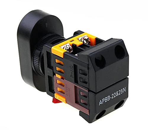 POWTAXBJGD 22mm 220V AC ON/Off Start Stop 1 NO NC APBB-22N Double Key Double Position with LED Yellow lamp Control Button Switch Reset (Size : 24V)