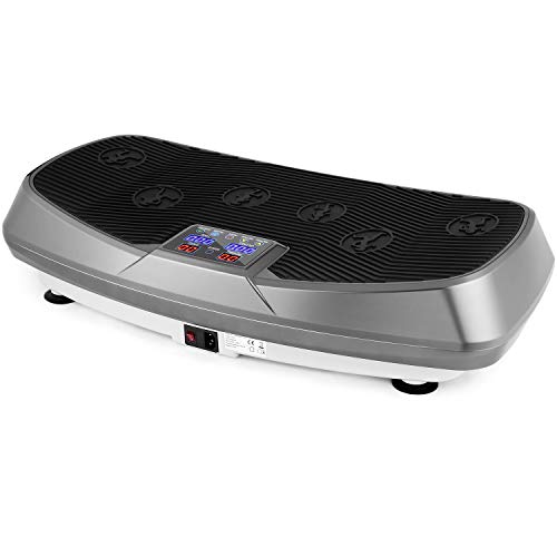 Bunao 3D Fitness avec Plateforme de Vibration,Matériel d'exercice pour la Maison,Plaque vibrante, Équilibrer Votre Poids, télécommande et Sangles d'équilibre incluses, écran (Gris)