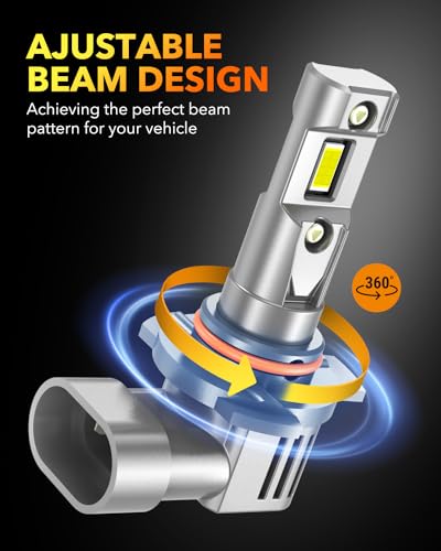 Image of OXILAM 9012 HIR2 LED Light Bulb, 12X Brighter 6500K White, Anti-Flicker, 60,000Hrs Lifespan, Plug and Play, IP68, HIR2 9012 Fog Compatible with Cars Trucks SUVs, Pack of 2