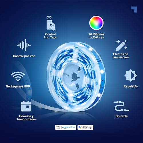 Tapo L900-5 – Tira LED Wi-Fi de 5M, 12V, 16 millones de colores con 2100 mcd, adecuado para la familia, sincronización con música, compatible con Google y Alexa 2 Tapo L900-5 – Tira Led Wi-Fi De 5m, 12v, 16 Millones De Colores Con 2100 Mcd, Adecuado Para La Familia, Sincronización Con Música, Compatible Con Google Y Alexa