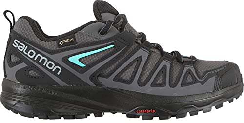 Salomon X Crest Gore-TEX Hiking Shoes for Women, Magnet/Black/Atlantis, 6.5