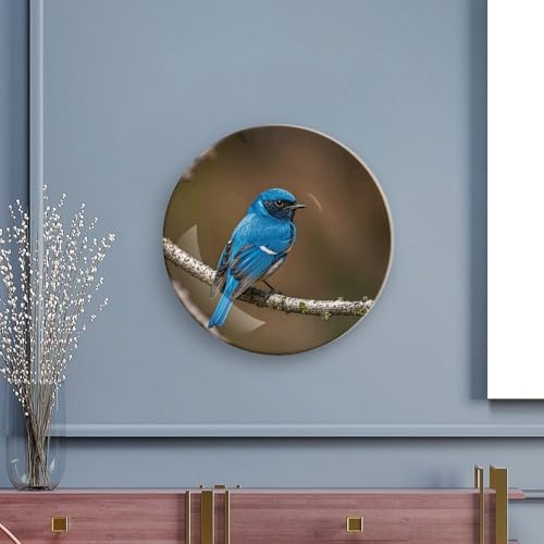 Plato decorativo Blue Bird de porcelana 7 in miniatura 5