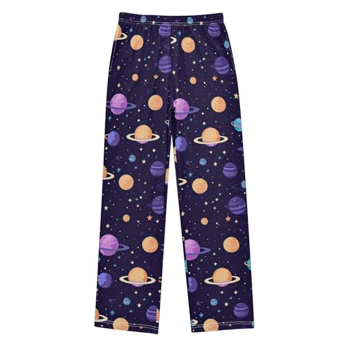 Space Galaxy Planet Long Pajama Pants Elastic Waist PJ Bottoms with Pockets S A1106282