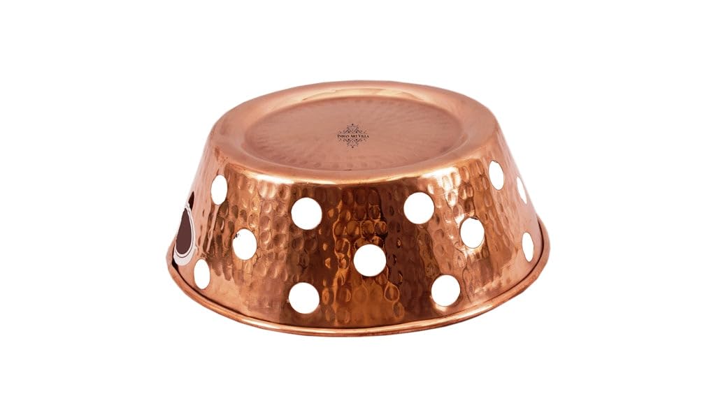 INDIAN ART VILLA Copper Round Bread Serving Basket | Bread Basket for Kitchen and Dining | Hammered Design | Ideal for Breads, Sandwiches, and Cakes | Diameter - 8.3 Inch 3