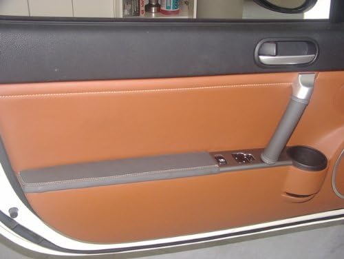 RedlineGoods Door Pull Covers Compatible with Mazda Miata NC 2006-15. Tailor Made - not Universal. Genuine top-Grade Italian Black Leather with Red Thread