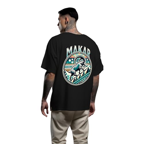 Image of Men's Zodiac Sign Printed Oversized Cotton T-Shirt