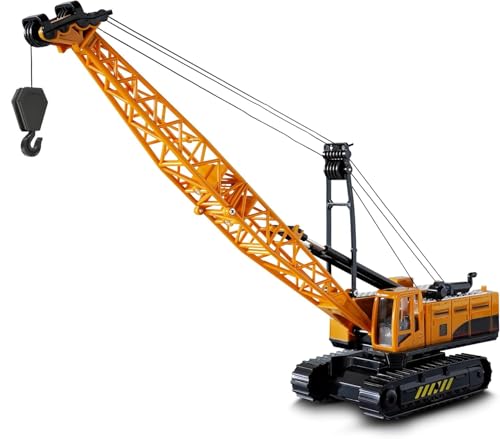 Image of Friction Powered Tower Crane Die Cast Model Long Crane Toy for Kids Boys Excavator Crawler Car Safe & Non-Toxic Construction Truck Toys Pull Back Vehicle (Multicolor)