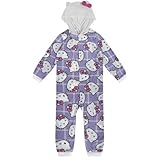 Hello Kitty Kids Onesie Pajamas - Girls Long Sleeve Zip Up Hooded Blanket Sleeper - One Piece Costume - Official License