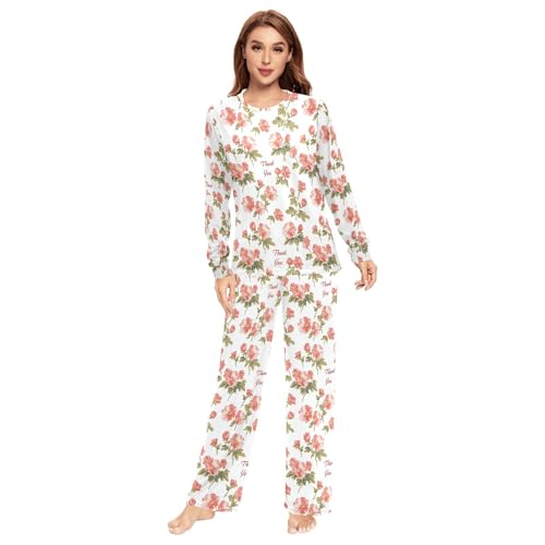 Pyjama homme 2 pièces Poppy Geranium vêtement de nuit léger manches longues taille XXS