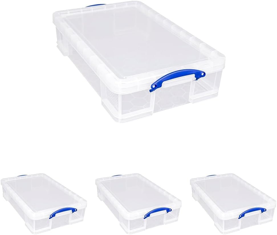 Really Useful Box Plastic Storage 33 Litre Clear (Pack of 4)