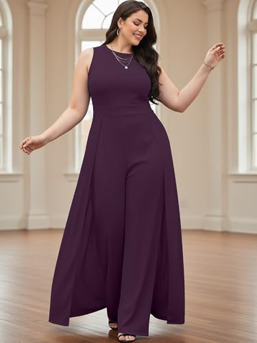 Image of KOH KOH Womens Sleeveless Flattering Dressy Long Pant Cape Elegant Jumpsuit