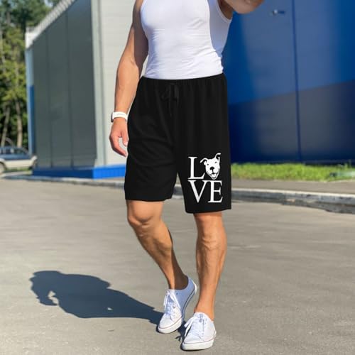 Love Pit Bull Pajama Shorts for Men, Men's Pajama Bottoms, Sleepwear for Summer4