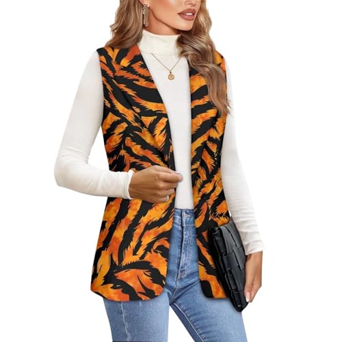 Women's Dressy Casual Sleeveless Vest Suit Waistcoat One Button Loose Fit Business Blazer2