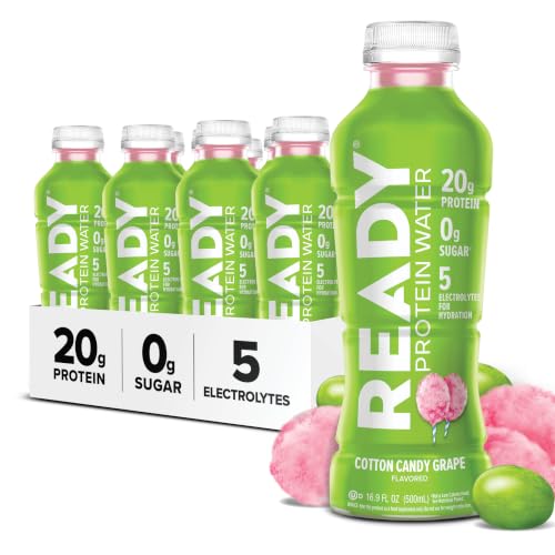 Image of Ready Clear Protein Water, Cotton Candy Grape, 20g Protein Isolate, 12 Pack | 0 sugar, Low-calorie sports drink with electrolytes & essential amino acids for hydration & recovery; 16.9 fl oz