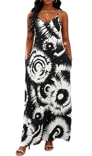 Image of vunahzma Womens Casual Fashion Sleeveless Plus Size Loose Long Sexy Maxi Dress with Pockets