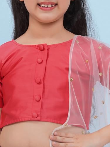 Image of AJ DEZINES Kids Ethnic Wear Silk Blend Organza Floral Printed Lehenga Choli for Girls With Dupatta